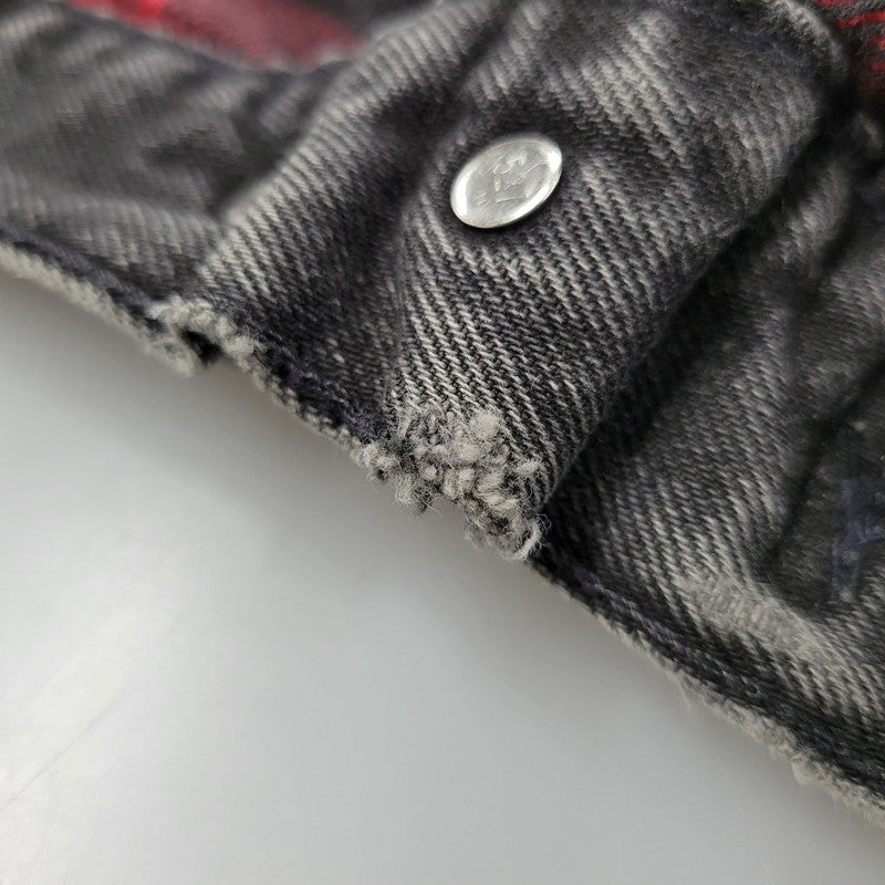 【現状渡し品】【メンズ】 Levi's リーバイス UNIVERSAL STUDIOS CHECK NEL LINER BLACK DENIM JACKET チェックネルライナー ブラックデニムジャケット 刻印527 USA製 アウター 146-250513-as-11-izu カラー：ブラック 万代Net店