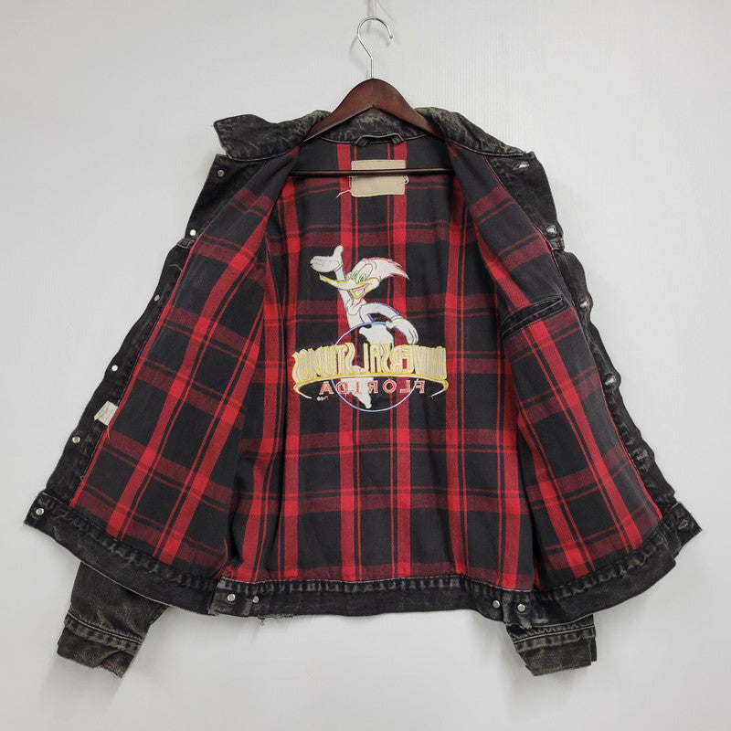 【現状渡し品】【メンズ】 Levi's リーバイス UNIVERSAL STUDIOS CHECK NEL LINER BLACK DENIM JACKET チェックネルライナー ブラックデニムジャケット 刻印527 USA製 アウター 146-250513-as-11-izu カラー：ブラック 万代Net店