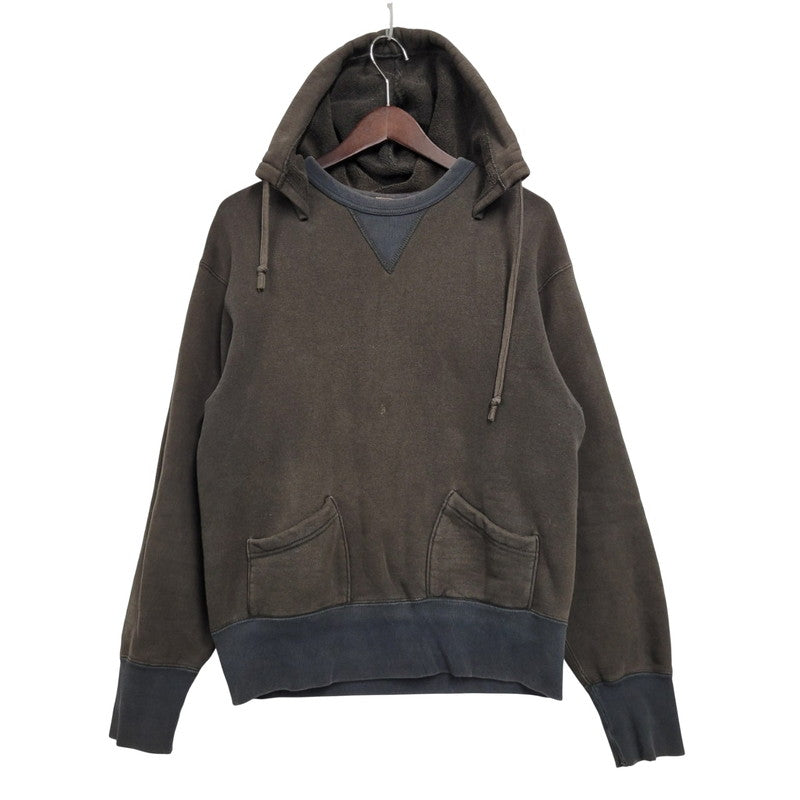 【現状渡し品】【メンズ】 DELUXEWARE デラックスウエア 前Vパチポケ後付けパーカー 長袖 トップス 145-250531-as-17-izu サイズ：M カラー：ブラウン系 万代Net店