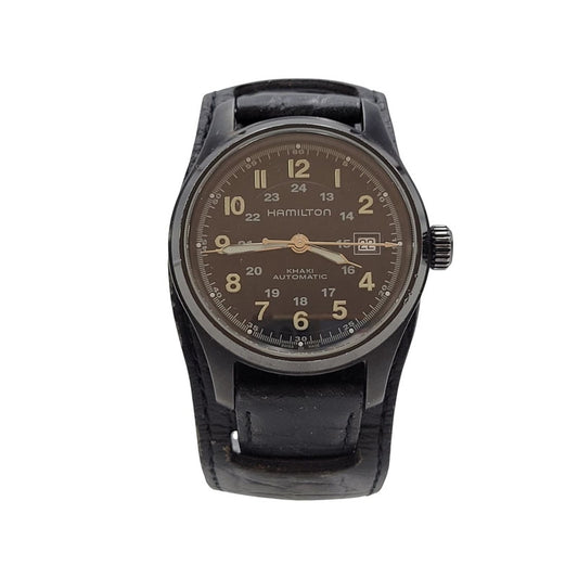 【現状渡し品】【メンズ/レディース】 HAMILTON ハミルトン × NEIGHBORHOOD ネイバーフッド × PORTER ポーター KHAKI FIELD AUTO 40 H705850 カーキフィールドオート40 自動巻き 腕時計 197-250514-as-26-izu カラー：ブラック 万代Net店