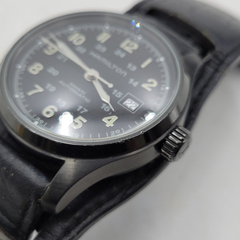 【現状渡し品】【メンズ/レディース】 HAMILTON ハミルトン × NEIGHBORHOOD ネイバーフッド × PORTER ポーター KHAKI FIELD AUTO 40 H705850 カーキフィールドオート40 自動巻き 腕時計 197-250514-as-26-izu カラー：ブラック 万代Net店