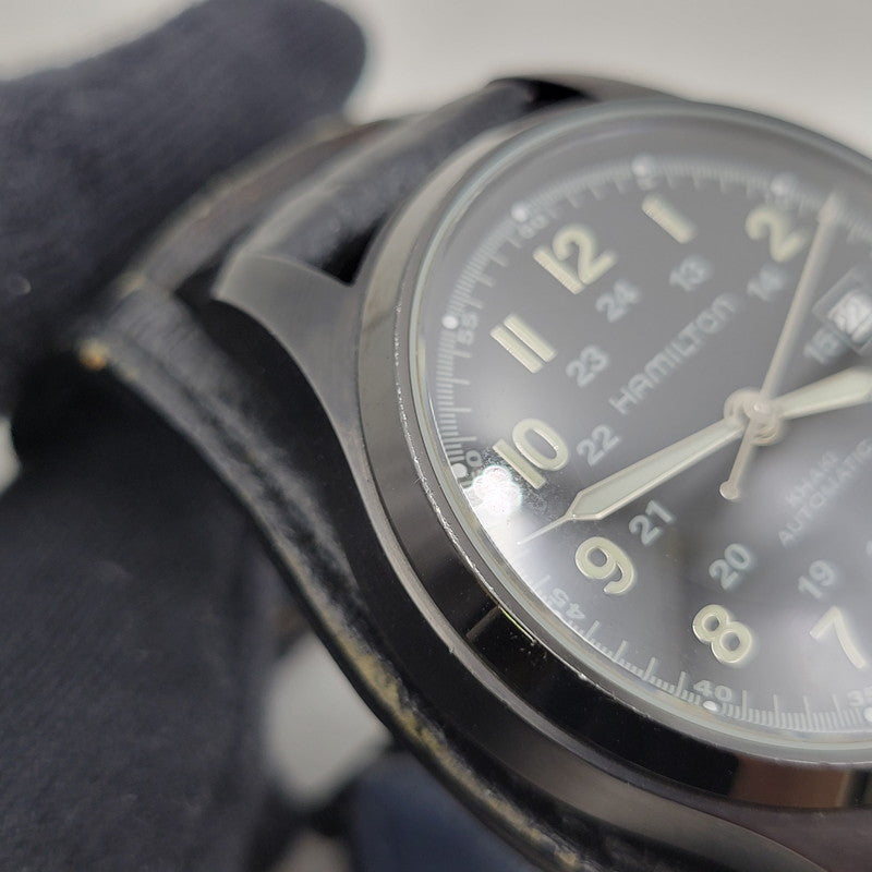 【現状渡し品】【メンズ/レディース】 HAMILTON ハミルトン × NEIGHBORHOOD ネイバーフッド × PORTER ポーター KHAKI FIELD AUTO 40 H705850 カーキフィールドオート40 自動巻き 腕時計 197-250514-as-26-izu カラー：ブラック 万代Net店