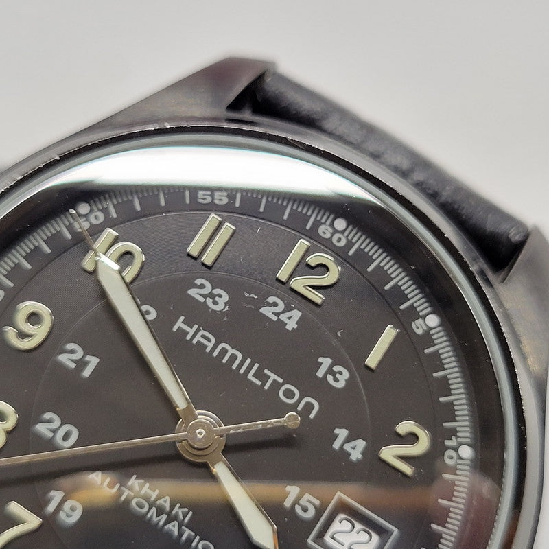 【現状渡し品】【メンズ/レディース】 HAMILTON ハミルトン × NEIGHBORHOOD ネイバーフッド × PORTER ポーター KHAKI FIELD AUTO 40 H705850 カーキフィールドオート40 自動巻き 腕時計 197-250514-as-26-izu カラー：ブラック 万代Net店