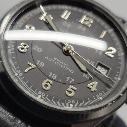 【現状渡し品】【メンズ/レディース】 HAMILTON ハミルトン × NEIGHBORHOOD ネイバーフッド × PORTER ポーター KHAKI FIELD AUTO 40 H705850 カーキフィールドオート40 自動巻き 腕時計 197-250514-as-26-izu カラー：ブラック 万代Net店