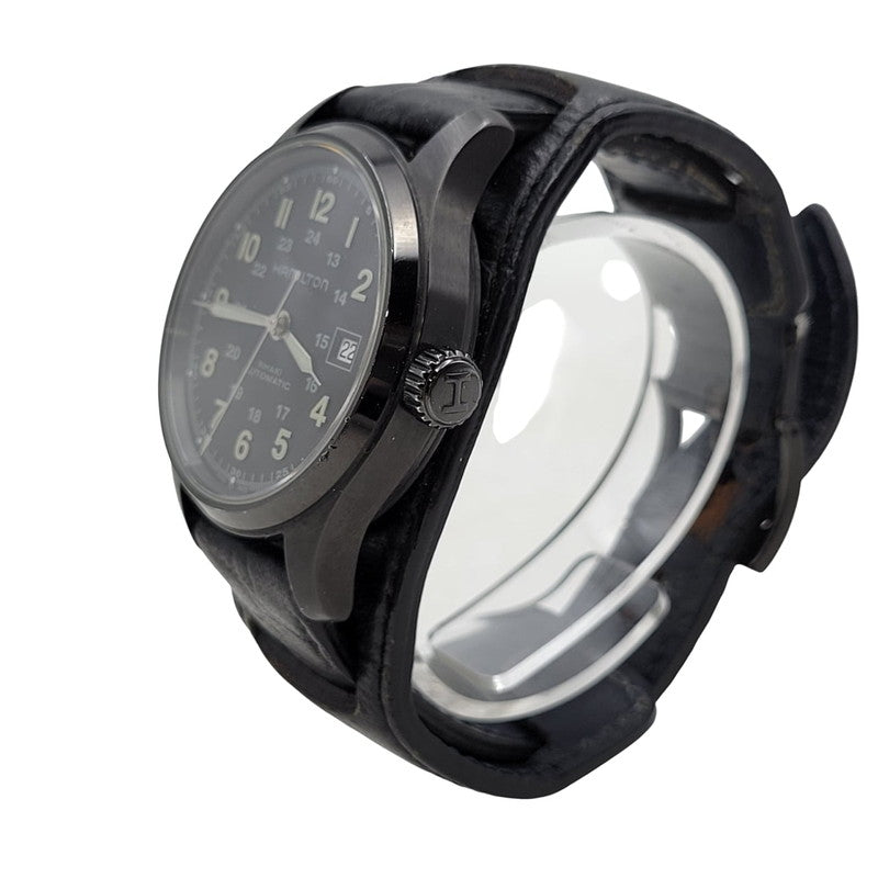 【現状渡し品】【メンズ/レディース】 HAMILTON ハミルトン × NEIGHBORHOOD ネイバーフッド × PORTER ポーター KHAKI FIELD AUTO 40 H705850 カーキフィールドオート40 自動巻き 腕時計 197-250514-as-26-izu カラー：ブラック 万代Net店