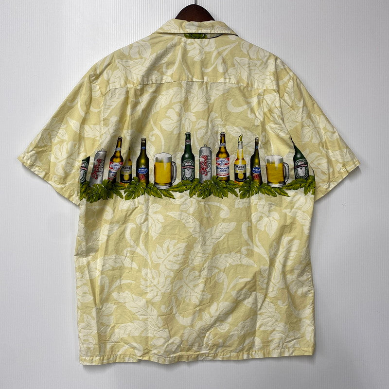 【中古品】【メンズ】 ALOHA REPUBLIC アロハリパブリック BEER ALOHA SHIRT ビール アロハシャツ ハワイ製 半袖 トップス 146-250715-as-43-izu サイズ：L カラー：イエロー系 万代Net店
