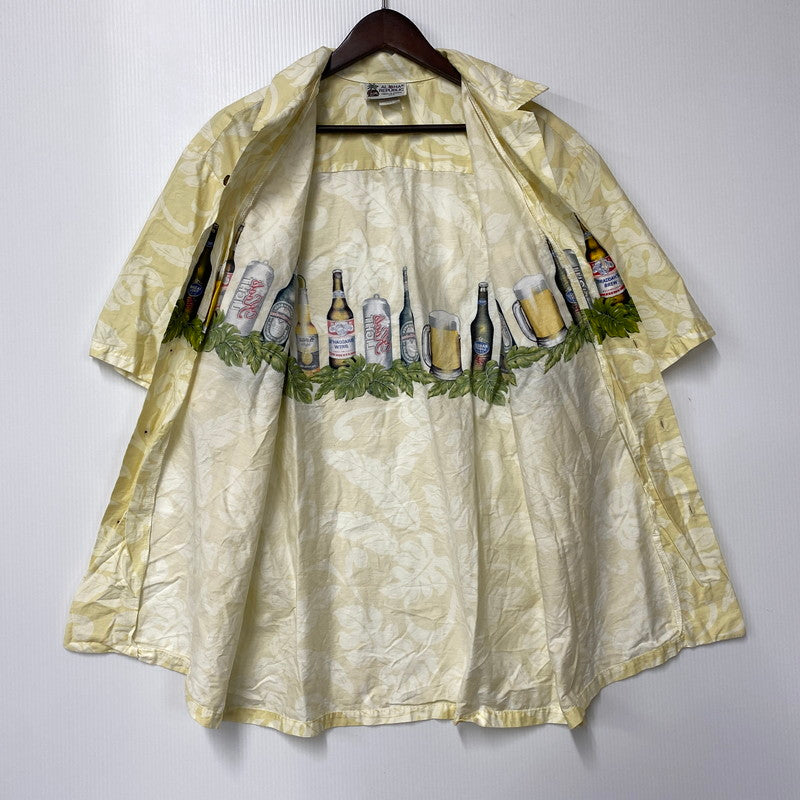 【中古品】【メンズ】 ALOHA REPUBLIC アロハリパブリック BEER ALOHA SHIRT ビール アロハシャツ ハワイ製 半袖 トップス 146-250715-as-43-izu サイズ：L カラー：イエロー系 万代Net店
