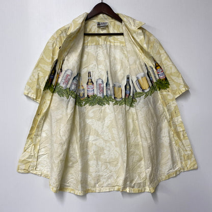 【中古品】【メンズ】 ALOHA REPUBLIC アロハリパブリック BEER ALOHA SHIRT ビール アロハシャツ ハワイ製 半袖 トップス 146-250715-as-43-izu サイズ：L カラー：イエロー系 万代Net店