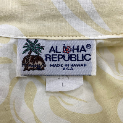 【中古品】【メンズ】 ALOHA REPUBLIC アロハリパブリック BEER ALOHA SHIRT ビール アロハシャツ ハワイ製 半袖 トップス 146-250715-as-43-izu サイズ：L カラー：イエロー系 万代Net店