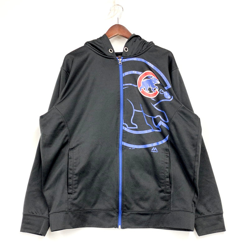 【中古品】【メンズ】 MAJESTIC マジェスティック 14AW CHICAGO CUBS ZIP UP HOODED JERJEY シカゴカブス ジップアップフーデッドジャージ トップス アウター 長袖 148-250516-ma-04-izu サイズ：L カラー：黒 万代Net店