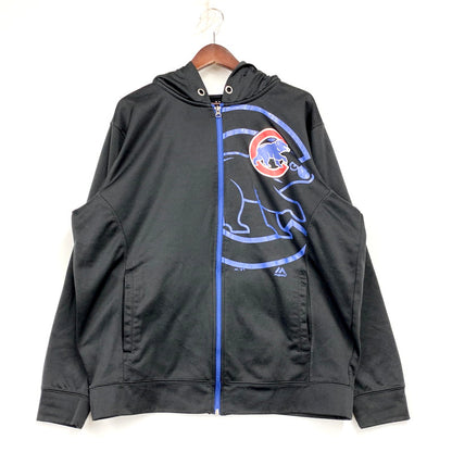 【中古品】【メンズ】 MAJESTIC マジェスティック 14AW CHICAGO CUBS ZIP UP HOODED JERJEY シカゴカブス ジップアップフーデッドジャージ トップス アウター 長袖 148-250516-ma-04-izu サイズ：L カラー：黒 万代Net店