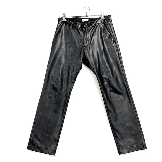 【中古品】【メンズ】 FAKE LEATHER SLACKS PANTS フェイクレザースラックスパンツ ボトムス 153-250517-as-28-izu サイズ：M カラー：ブラック 万代Net店