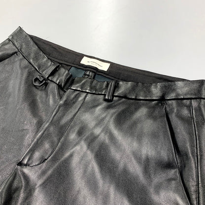 【中古品】【メンズ】 FAKE LEATHER SLACKS PANTS フェイクレザースラックスパンツ ボトムス 153-250517-as-28-izu サイズ：M カラー：ブラック 万代Net店