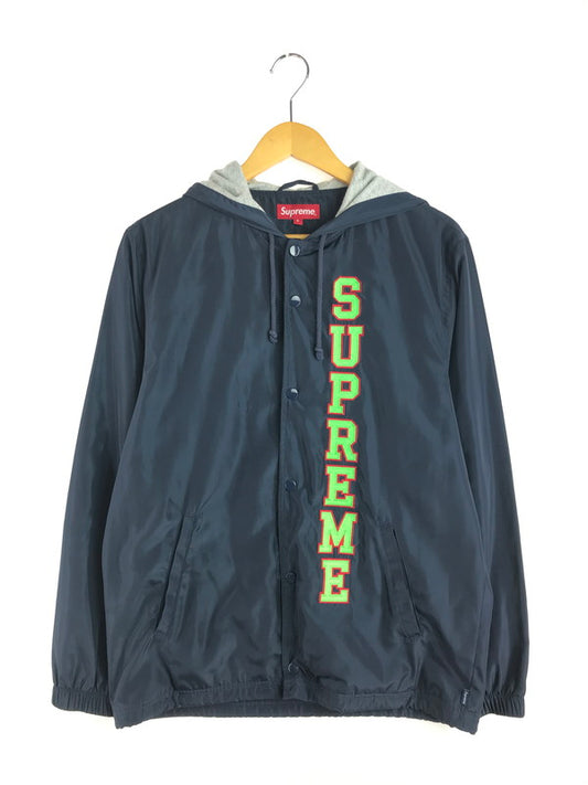 【中古品】【メンズ】 Supreme シュプリーム 17SS VERTICAL LOGO HOODED COACHES JACKET 17年春夏 バーティカル ロゴ フーディデッド コーチジャケット ライトアウター 149-251107-rt-08-tag サイズ：S カラー：ネイビー 万代Net店