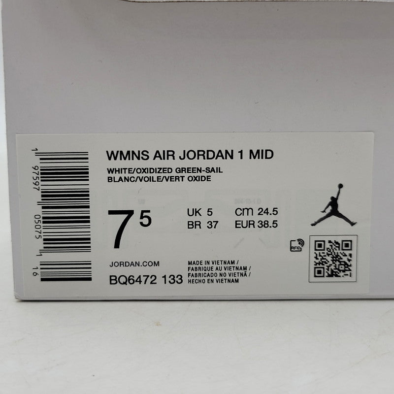【中古美品】【レディース】 NIKE ナイキ WMNS AIR JORDAN 1 MID BQ6472-133 ウィメンズ エア ジョーダン 1 ミッド スニーカー シューズ 靴 166-250518-as-03-izu サイズ：24.5cm カラー：WHITE/OXIDIZED GREEN-SAIL 万代Net店