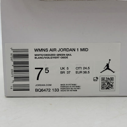 【中古美品】【レディース】 NIKE ナイキ WMNS AIR JORDAN 1 MID BQ6472-133 ウィメンズ エア ジョーダン 1 ミッド スニーカー シューズ 靴 166-250518-as-03-izu サイズ：24.5cm カラー：WHITE/OXIDIZED GREEN-SAIL 万代Net店