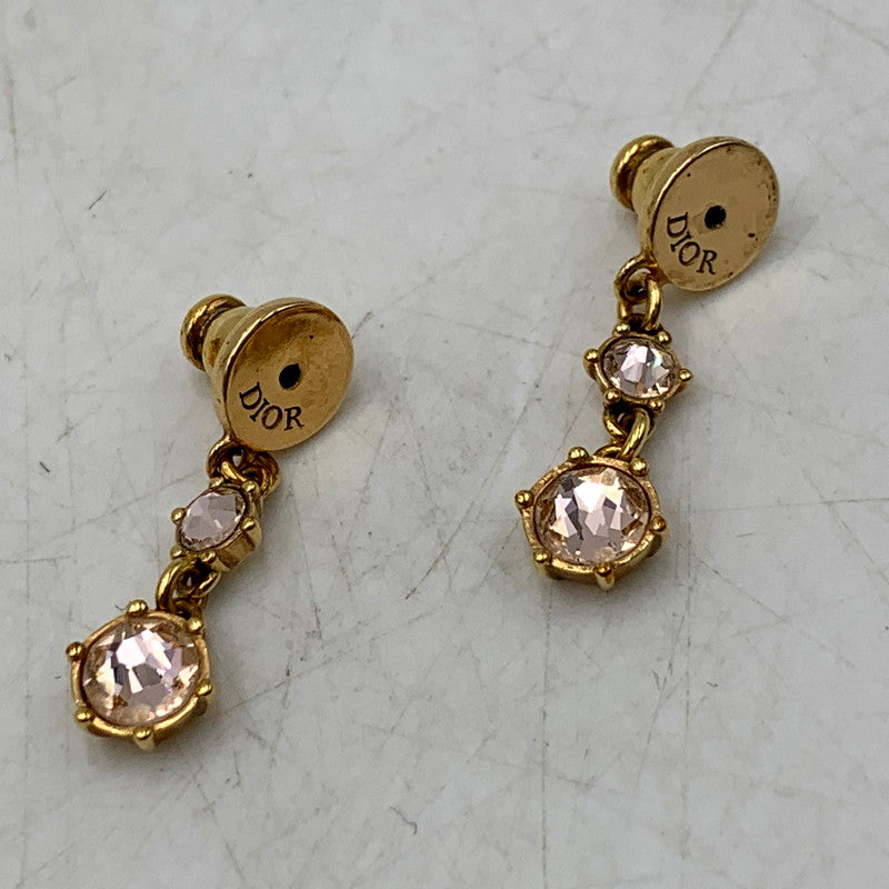 【中古品】【レディース】 Christian Dior クリスチャンディオール CLAIR D LUNE CD LOGO LINESTONE PIERCE クレール ディー リュヌ CDロゴ ラインストーン ピアス アクセサリー 182-250521-as-13-izu カラー：ゴールド 万代Net店