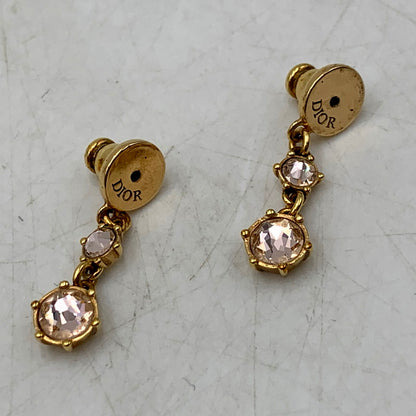 【中古品】【レディース】 Christian Dior クリスチャンディオール CLAIR D LUNE CD LOGO LINESTONE PIERCE クレール ディー リュヌ CDロゴ ラインストーン ピアス アクセサリー 182-250521-as-13-izu カラー：ゴールド 万代Net店