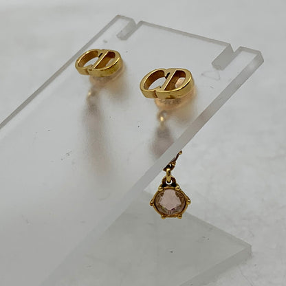 【中古品】【レディース】 Christian Dior クリスチャンディオール CLAIR D LUNE CD LOGO LINESTONE PIERCE クレール ディー リュヌ CDロゴ ラインストーン ピアス アクセサリー 182-250521-as-13-izu カラー：ゴールド 万代Net店