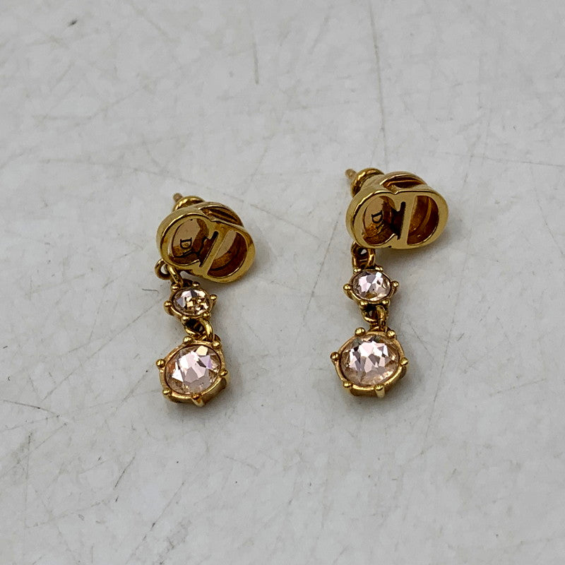 【中古品】【レディース】 Christian Dior クリスチャンディオール CLAIR D LUNE CD LOGO LINESTONE PIERCE クレール ディー リュヌ CDロゴ ラインストーン ピアス アクセサリー 182-250521-as-13-izu カラー：ゴールド 万代Net店