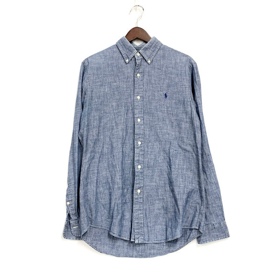 【中古品】【メンズ】 RALPH LAUREN ラルフローレン CUSTOM FIT BUTTON DOWN SHIRT ボタンダウン シャツ 長袖 トップス 146-250706-as-22-izu サイズ：S カラー：ブルー系 万代Net店