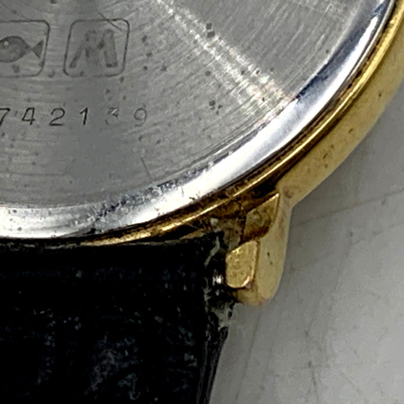 【現状渡し品】【メンズ/レディース】 LONGINES ロンジン ROUND FACE QUARTS 24742139 ラウンドフェイス ゴールド文字盤 腕時計 197-250522-ay-17-izu カラー：ブラック×ゴールド 万代Net店