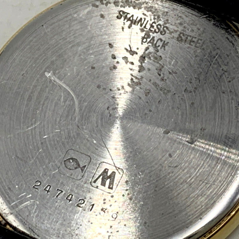 【現状渡し品】【メンズ/レディース】 LONGINES ロンジン ROUND FACE QUARTS 24742139 ラウンドフェイス ゴールド文字盤 腕時計 197-250522-ay-17-izu カラー：ブラック×ゴールド 万代Net店