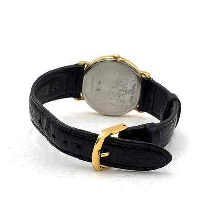 【現状渡し品】【メンズ/レディース】 LONGINES ロンジン ROUND FACE QUARTS 24742139 ラウンドフェイス ゴールド文字盤 腕時計 197-250522-ay-17-izu カラー：ブラック×ゴールド 万代Net店