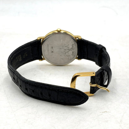 【現状渡し品】【メンズ/レディース】 LONGINES ロンジン ROUND FACE QUARTS 24742139 ラウンドフェイス ゴールド文字盤 腕時計 197-250522-ay-17-izu カラー：ブラック×ゴールド 万代Net店