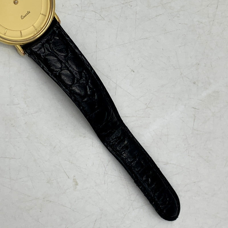 【現状渡し品】【メンズ/レディース】 LONGINES ロンジン ROUND FACE QUARTS 24742139 ラウンドフェイス ゴールド文字盤 腕時計 197-250522-ay-17-izu カラー：ブラック×ゴールド 万代Net店