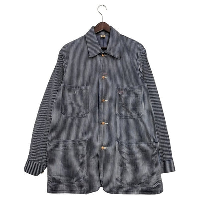 【中古品】【メンズ】 45RPM フォーティーファイブアールピーエム DENIM HICKORY COVERALLS 5-06-1057 デニム ヒッコリー カバーオール ジャケット アウター 145-250524-as-05-izu サイズ：2 カラー：ブルー×ホワイト 万代Net店