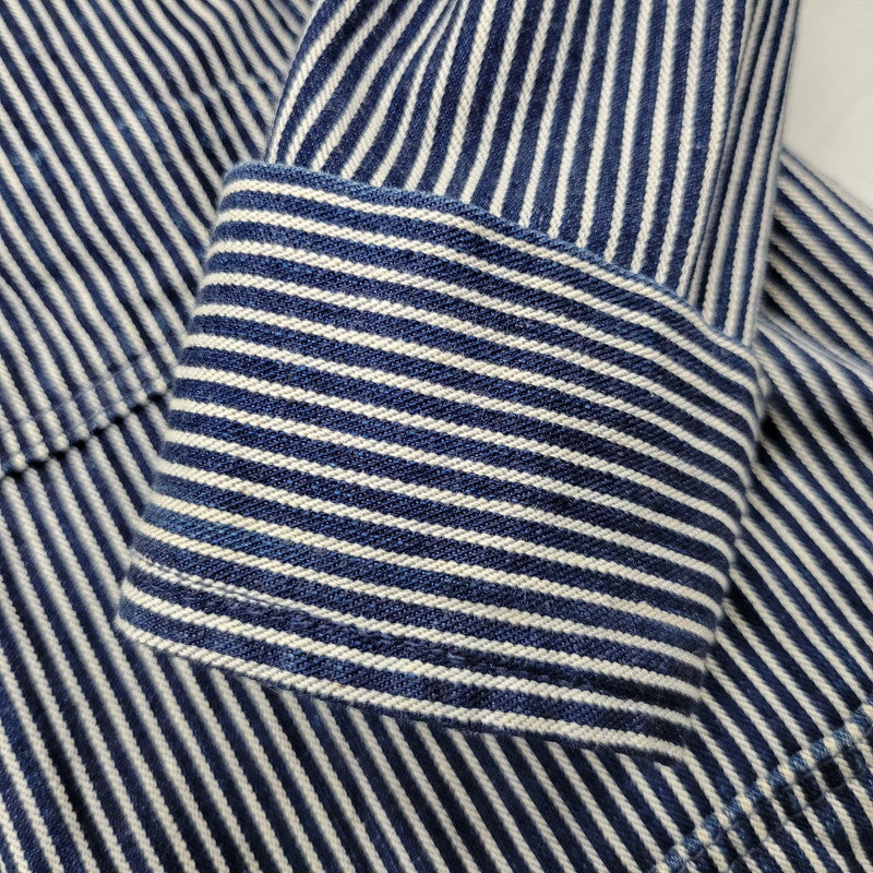 【中古品】【メンズ】 45RPM フォーティーファイブアールピーエム DENIM HICKORY COVERALLS 5-06-1057 デニム ヒッコリー カバーオール ジャケット アウター 145-250524-as-05-izu サイズ：2 カラー：ブルー×ホワイト 万代Net店