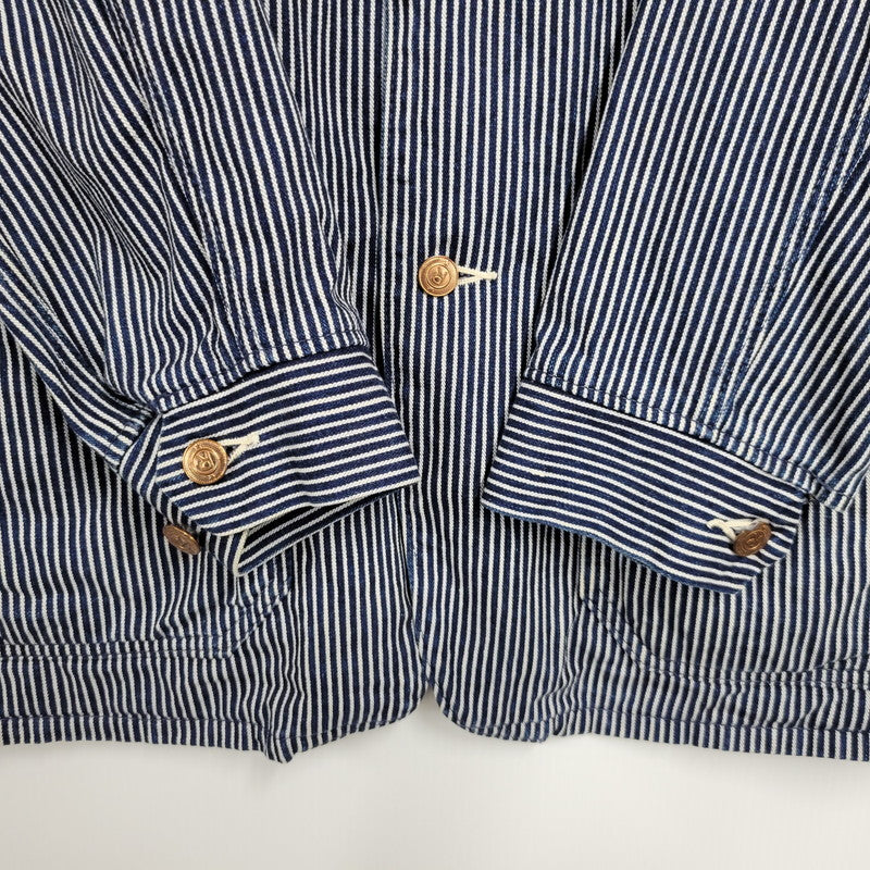 【中古品】【メンズ】 45RPM フォーティーファイブアールピーエム DENIM HICKORY COVERALLS 5-06-1057 デニム ヒッコリー カバーオール ジャケット アウター 145-250524-as-05-izu サイズ：2 カラー：ブルー×ホワイト 万代Net店