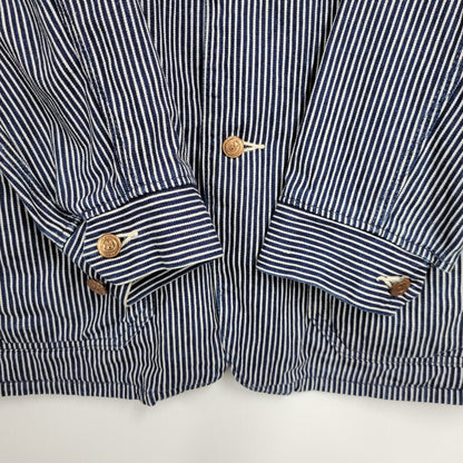 【中古品】【メンズ】 45RPM フォーティーファイブアールピーエム DENIM HICKORY COVERALLS 5-06-1057 デニム ヒッコリー カバーオール ジャケット アウター 145-250524-as-05-izu サイズ：2 カラー：ブルー×ホワイト 万代Net店