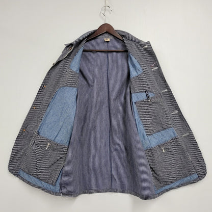 【中古品】【メンズ】 45RPM フォーティーファイブアールピーエム DENIM HICKORY COVERALLS 5-06-1057 デニム ヒッコリー カバーオール ジャケット アウター 145-250524-as-05-izu サイズ：2 カラー：ブルー×ホワイト 万代Net店