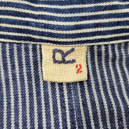 【中古品】【メンズ】 45RPM フォーティーファイブアールピーエム DENIM HICKORY COVERALLS 5-06-1057 デニム ヒッコリー カバーオール ジャケット アウター 145-250524-as-05-izu サイズ：2 カラー：ブルー×ホワイト 万代Net店