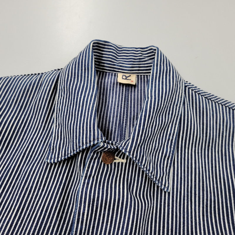 【中古品】【メンズ】 45RPM フォーティーファイブアールピーエム DENIM HICKORY COVERALLS 5-06-1057 デニム ヒッコリー カバーオール ジャケット アウター 145-250524-as-05-izu サイズ：2 カラー：ブルー×ホワイト 万代Net店