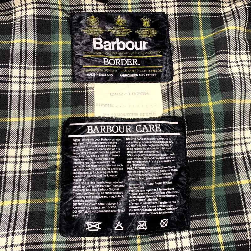 【現状渡し品】【メンズ】 Barbour バーブァー A200 ENGLAND製 1988年製 3ワラント 80S BORDER OILED JACKET 80年代 ボーダー オイルドジャケット アウター 長袖 144-250525-ma-05-izu サイズ：C42/107cm カラー：カーキ系 万代Net店