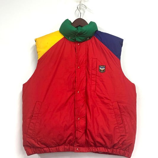 【現状渡し品】【メンズ】 POLO RALPH LAUREN ポロ・ラルフローレン CRAZY PATTERN CREST DOWN VEST クレイジーパターンクレストダウンベスト トップス アウター ベスト 146-250525-ma-03-izu サイズ：L カラー：赤 万代Net店