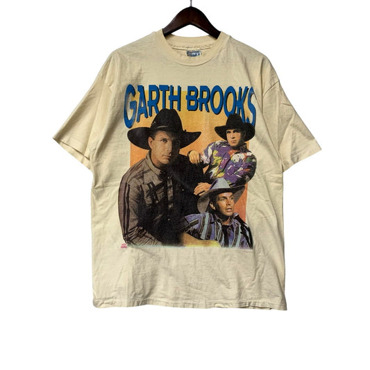 【中古品】【メンズ】 HANES ヘインズ GARTH BROOKS c1991 SS TEE ショートスリーブ Tシャツ USA製 両シングル 半袖 トップス 146-250527-as-41-izu サイズ：L カラー：クリーム系 万代Net店