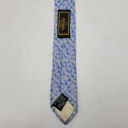 【中古品】【メンズ】 FENDI フェンディ SILK TIE シルク ネクタイ ズッカ柄 183-250529-as-34-izu カラー：ブルー×グレー 万代Net店