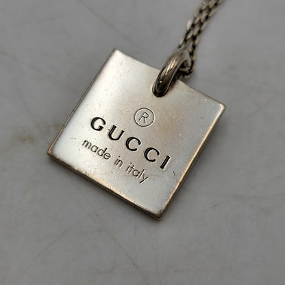 【中古品】【メンズ/レディース】 GUCCI グッチ AG925 TRADEMARK SQUARE PLATE SILVER NECKLACE トレードマーク スクエア プレート シルバー ネックレス アクセサリー 182-250526-as-19-izu カラー：シルバー 万代Net店