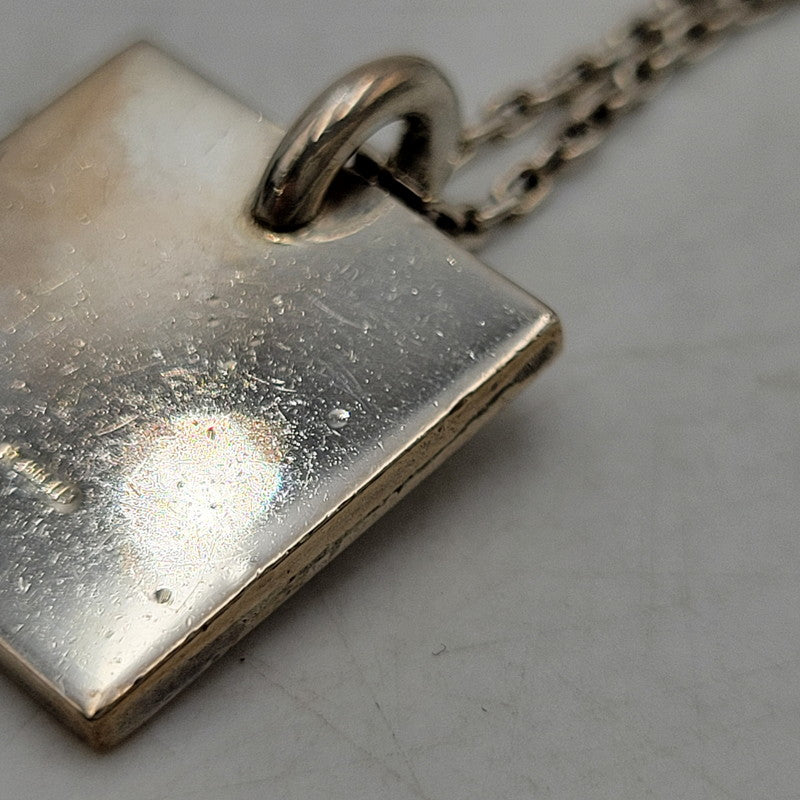【中古品】【メンズ/レディース】 GUCCI グッチ AG925 TRADEMARK SQUARE PLATE SILVER NECKLACE トレードマーク スクエア プレート シルバー ネックレス アクセサリー 182-250526-as-19-izu カラー：シルバー 万代Net店