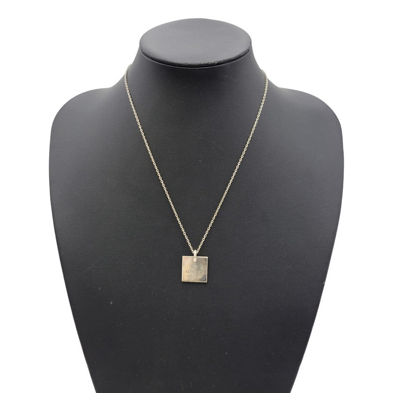 【中古品】【メンズ/レディース】 GUCCI グッチ AG925 TRADEMARK SQUARE PLATE SILVER NECKLACE トレードマーク スクエア プレート シルバー ネックレス アクセサリー 182-250526-as-19-izu カラー：シルバー 万代Net店