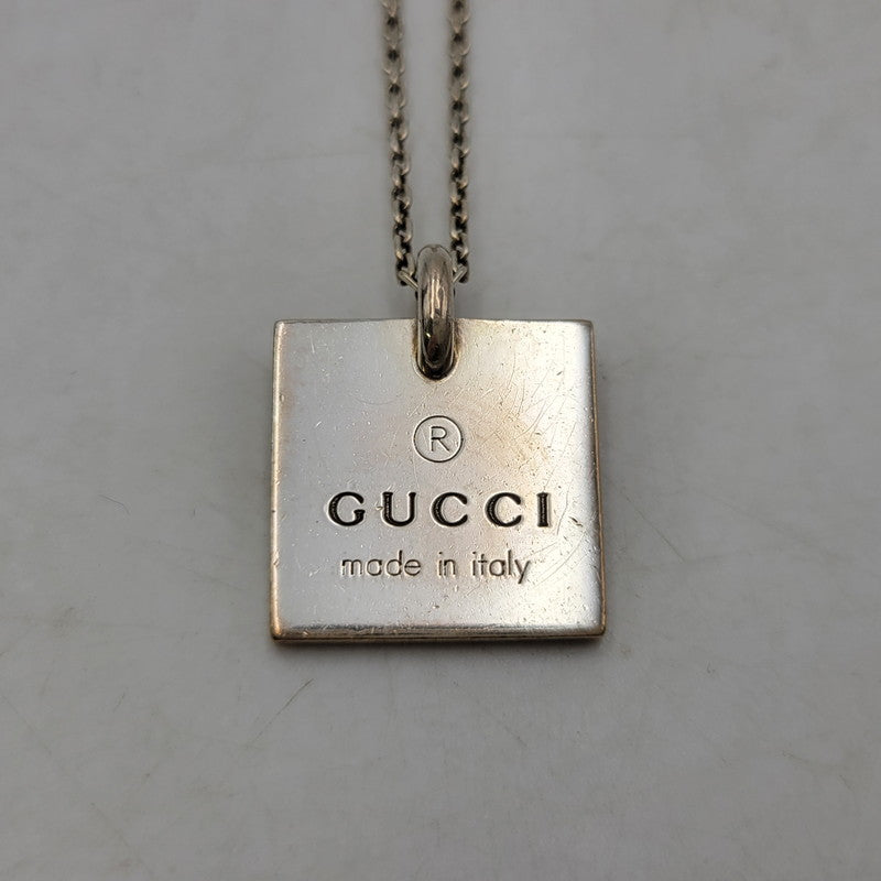 【中古品】【メンズ/レディース】 GUCCI グッチ AG925 TRADEMARK SQUARE PLATE SILVER NECKLACE トレードマーク スクエア プレート シルバー ネックレス アクセサリー 182-250526-as-19-izu カラー：シルバー 万代Net店
