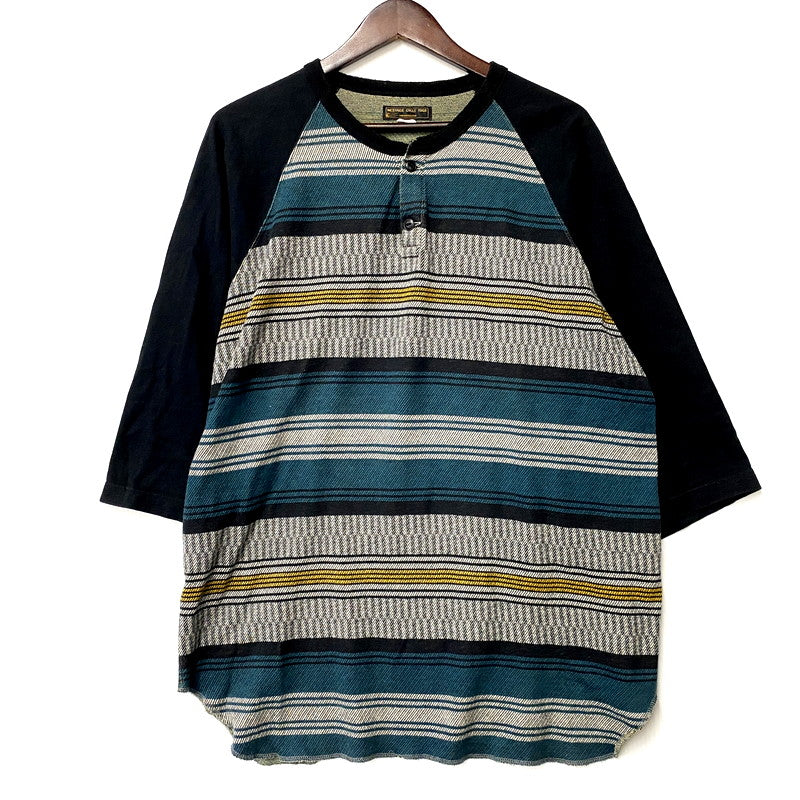 【中古品】【メンズ】 JACQUARD HENLEYNECK TEE ジャガード ヘンリーネック Tシャツ トップス 145-250601-as-26-izu サイズ：40 カラー：マルチカラー 万代Net店