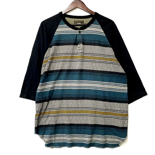 【中古品】【メンズ】 JACQUARD HENLEYNECK TEE ジャガード ヘンリーネック Tシャツ トップス 145-250601-as-26-izu サイズ：40 カラー：マルチカラー 万代Net店