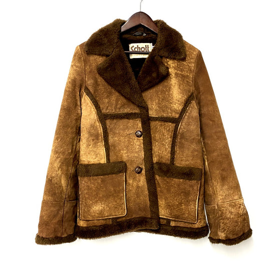 【中古品】【メンズ】 LEATHER MOUTON JACKET レザー ムートン ジャケット USA製 アウター 145-250527-as-14-izu サイズ：12 カラー：ブラウン 万代Net店