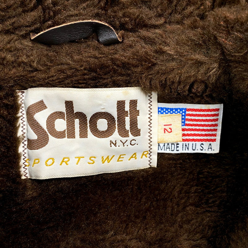 【中古品】【メンズ】 LEATHER MOUTON JACKET レザー ムートン ジャケット USA製 アウター 145-250527-as-14-izu サイズ：12 カラー：ブラウン 万代Net店
