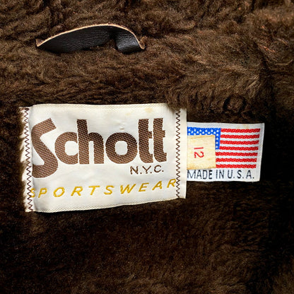 【中古品】【メンズ】 LEATHER MOUTON JACKET レザー ムートン ジャケット USA製 アウター 145-250527-as-14-izu サイズ：12 カラー：ブラウン 万代Net店